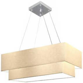 Lustre Pendente Retangular Vivare Md-4138 Cúpula em Tecido 70x30cm x 60x25cm - Bivolt