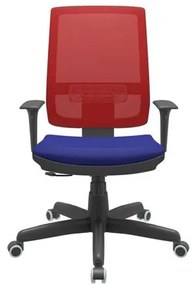 Cadeira Office Brizza Tela Vermelha Assento Aero Azul RelaxPlax Base Standard 120cm - 63865 Sun House
