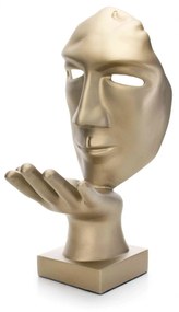 Máscara Decorativa Sopro em Cerâmica Ouro Velho Fosco 35x16x20 cm - D'Rossi