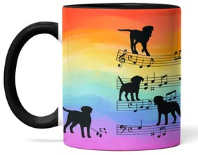 Caneca Cachorro Musical Arco Iris Coloridas Dog Lover