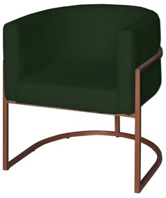 Poltrona Base Industrial Bronze Sala de Estar Lety Veludo Verde S05 - D'Rossi