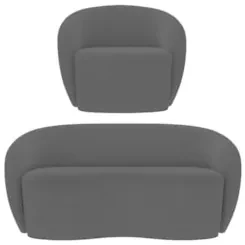 Sofá 3 Lugares Living 180cm e 1 Poltrona Giratória Garbin Z08 Boucle C