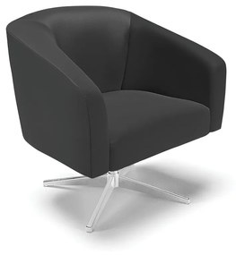 Poltrona Decorativa Giratória Cromada Stella Sintético D03 - D'Rossi - Preto