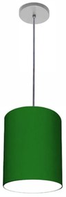 Luminária Pendente Vivare Free Lux Md-4104 Cúpula em Tecido 15x25cm - Verde-Folha - Canopla cinza e fio transparente