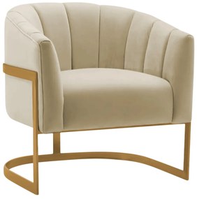 Poltrona Decorativa Sala de Estar Recepção Mavie Base de Ferro Dourado Suede - ADJ Decor