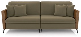 Sofá Living Decorativo Zagreb 2 Lugares 182cm com Almofadas Pés de Ferro Veludo/PU Castor/Caramelo G33 - Gran Belo