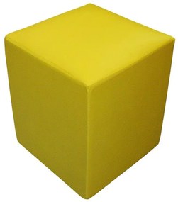 Mini Puff Pop Quadrado em Couro Sintético - Amarelo