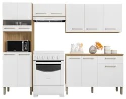 Cozinha Compacta Com Balcão 251cm Louis K02 Freijó/Supremo - Mpozenato