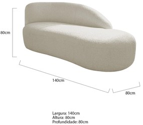 Divã Recamier Curvo Luna 140cm Lado Direito Bouclé - ADJ Decor