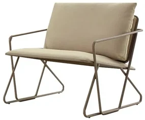 Poltrona Industrial Vaz Assento Estofado Bege com Base Aco Ouro Envelhecido - 49475 Sun House