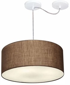 Lustre Pendente Cilíndrico Com Desvio De Centro Md-4151 Cúpula em Tecido 50x25cm Café - Bivolt