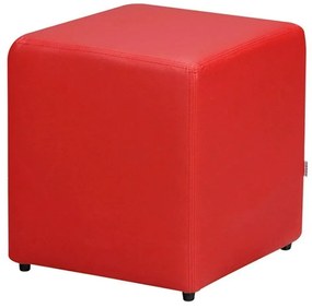 Puff Decorativo Quadrado Corino Vermelho 34X34X34Cm Orthovida