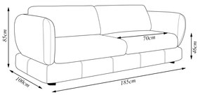 Sofá Living 2 Lugares 185cm Pés Madeira Dalian Couro Bege G52 - Gran Belo