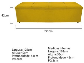 Calçadeira Munique 195 cm King Size Corano Amarelo - ADJ Decor