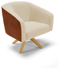 Poltrona Decorativa Giratória MA30 Stella Nozes/Linho D03 - D'Rossi - Bege A27