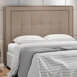 Cabeceira Cama Box Casal King 195cm Paolla P02 Sintético Bege - Mpozen