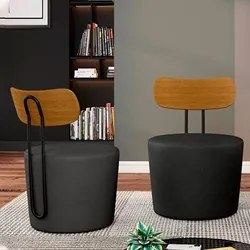 Kit 2 Poltronas Decorativas Redondas 53cm Le Moon M22 PU Preto - Mpoze