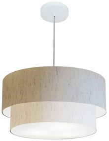 Lustre Pendente Duplo Cilíndrico Vivare Md-4351 Cúpula Tecido 50x40cm - Bivolt