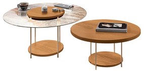Mesa de Centro Para Sala Pés Metálicos Kit 2 Mia Cinamomo H01 - D'Rossi