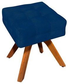 Kit 02 Poltronas Giratória Elisa e 01 Puff Suede Base Madeira MM30 D'Rossi - Azul Marinho