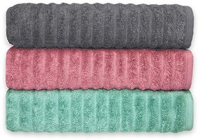 Jogo de toalha de banho 3 peças fio penteado 100% algodão - Grafite/Rose/Verde  Grafite/Rose/Verde