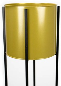 Vaso Decorativo Dourado Com Suporte Metálico Preto 91 cm - D'Rossi