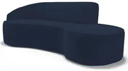 Sofá Living  2 Lugares 180cm Braço Esquerdo Mozart D06 Veludo Azul - M
