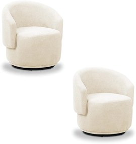 Poltrona Decorativa Orgânica Giratória Kit 2 Névoa Bouclê Bege E03 - D'Rossi