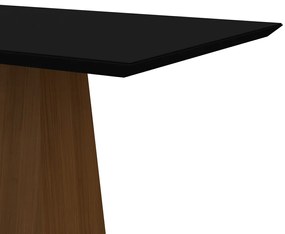 Mesa de Jantar Retangular Tampo com Vidro Ester 160 cm Preto Base Imbuia - D'Rossi