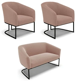 Namoradeira e 2 Poltronas Industrial Preto Stella Bouclê D03 - D'Rossi - Rose