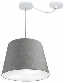 Lustre Pendente Cone Com Desvio Rustico Cinza MJ-4280 Para Mesa de Jantar e Estar