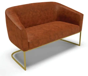 Sofá 2 Lugares Namoradeira Industrial Dourado Stella Sint PU Nozes D03 - D'Rossi