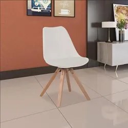 Cadeira de Jantar Design Saarinen Wood Base Madeira Lívia R02 Branco -