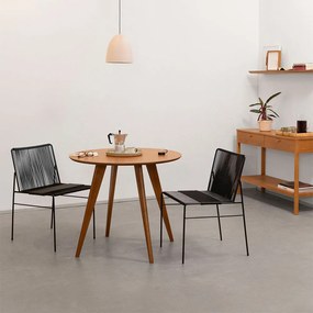 Conjunto Mesa de Jantar Square Laminada Redonda Natural - 88cm + 2 Cadeiras Spaguet Dai - Preto