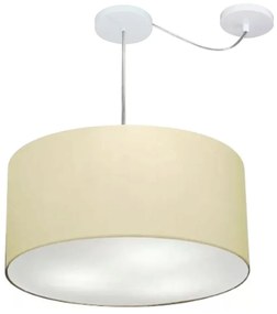 Lustre Pendente Cilíndrico Com Desvio Md-4251 Cúpula em Tecido 50x30cm Algodão Crú - Bivolt