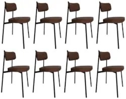 Cadeira de Jantar Estofada Kit 8 Ella M25 Sintético Marrom - Mpozenato