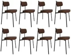 Cadeira de Jantar Estofada Kit 8 Ella M25 Sintético Marrom - Mpozenato