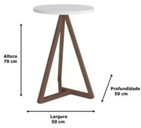 Mesa Lateral Classic Branco Com Amêndoa - Tebarrot Móveis