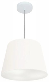 Lustre Pendente Cone Md-4246 Cúpula em Tecido 30/40x30cm Branco - Bivolt