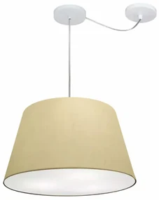 Lustre Pendente Cone Com Desvio Bege MJ-4279 Para Mesa de Jantar e Estar