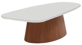 Mesa de Centro Halvor Design Orgânico Tampo com Vidro Base Madeira