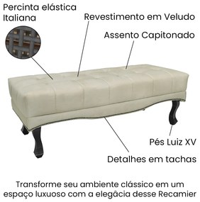 Cabeceira Cama Box King 195cm e Recamier Vicenza Veludo Bege S04 - D'Rossi