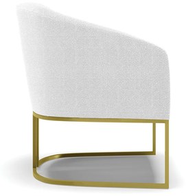 Poltrona Decorativa Base Industrial Dourado Stella Bouclê Off Wte D03 - D'Rossi