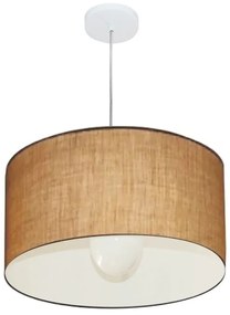Lustre Pendente Cilíndrico Md-4205 Cúpula em Tecido 45x30cm Palha - Bivolt