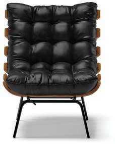 Poltrona Costela Corano Base Metálica Preto - D'Rossi - Preto