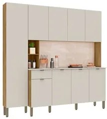 Cozinha Compacta Com Balcão 200cm Louvre K02 Freijó/Soft - Mpozenato