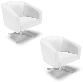 Poltrona Decorativa Giratória Cromada Kit 2 Stella Sintético D03 - D'Rossi - Branco