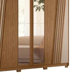 Guarda Roupa Casal 6 Portas Com Espelho 240cm Ouro Verde Jatobá/Fendi