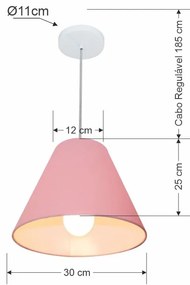 Lustre Pendente Cone Vivare Md-4028 Cúpula em Tecido 25/30x12cm - Bivolt