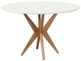 Mesa de Jantar Pandora Tampo MDF com Vidro Branco e Base cor Imbuia Mel 90 cm - 70526 Sun House